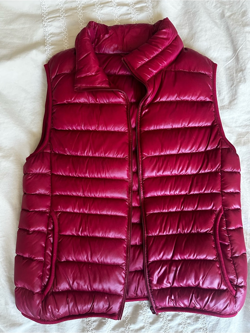 Uniqlo Women's Puffer Vest in Deep Berry Red